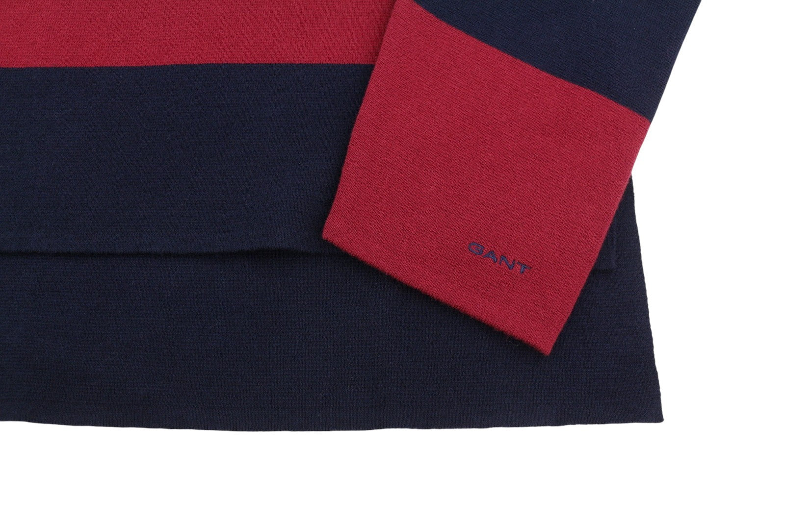 GANT Women Jumper XS Red Wool Blend Knit Striped V-Neck Oversized Pullover