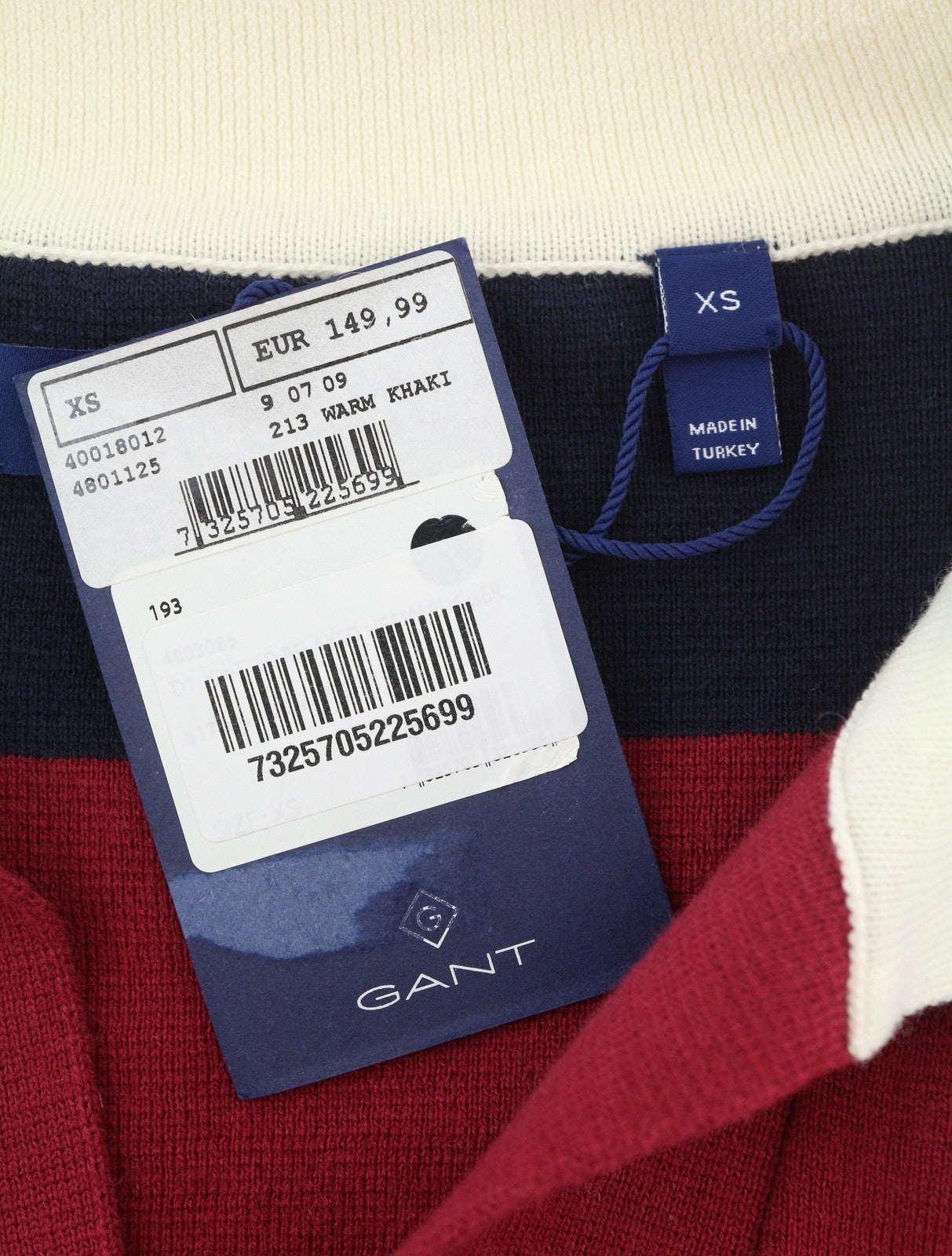 GANT Women Jumper XS Red Wool Blend Knit Striped V-Neck Oversized Pullover