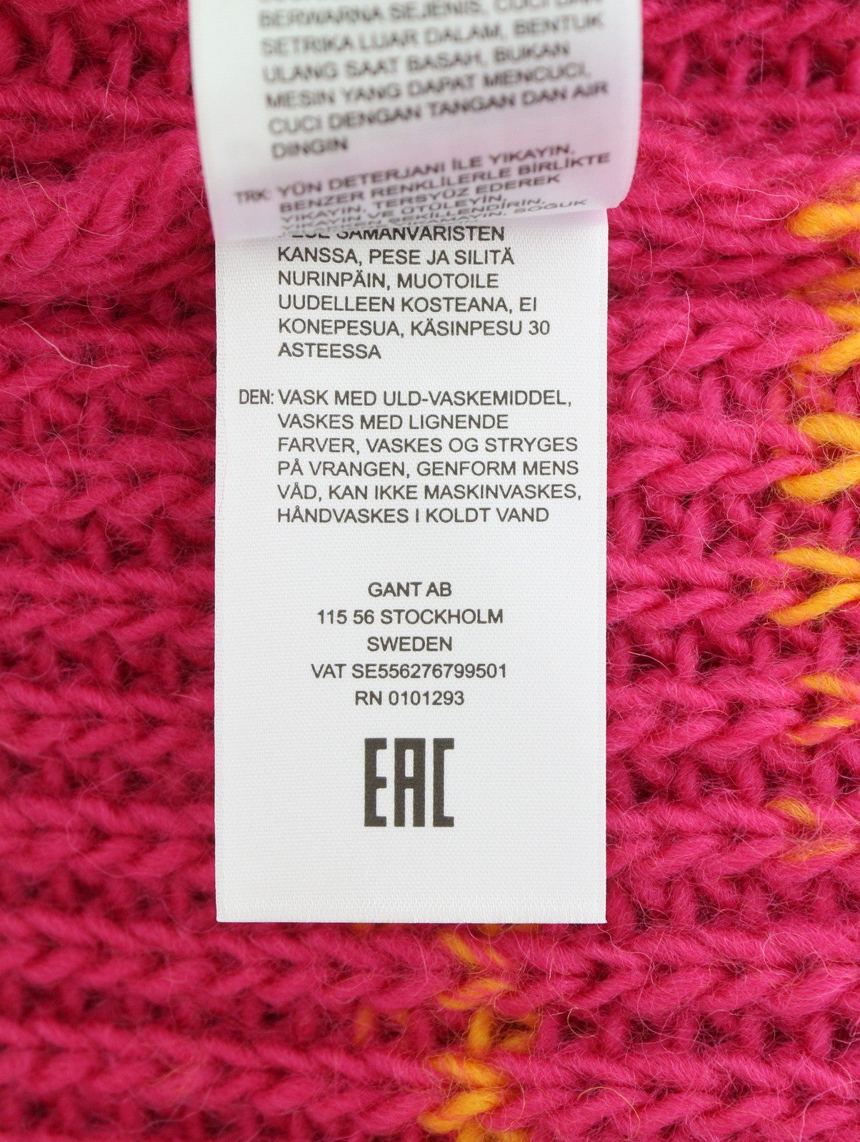 GANT Multicolor TurtleNneck Women Jumper XL Peacock Pink Wool Knit Pullover