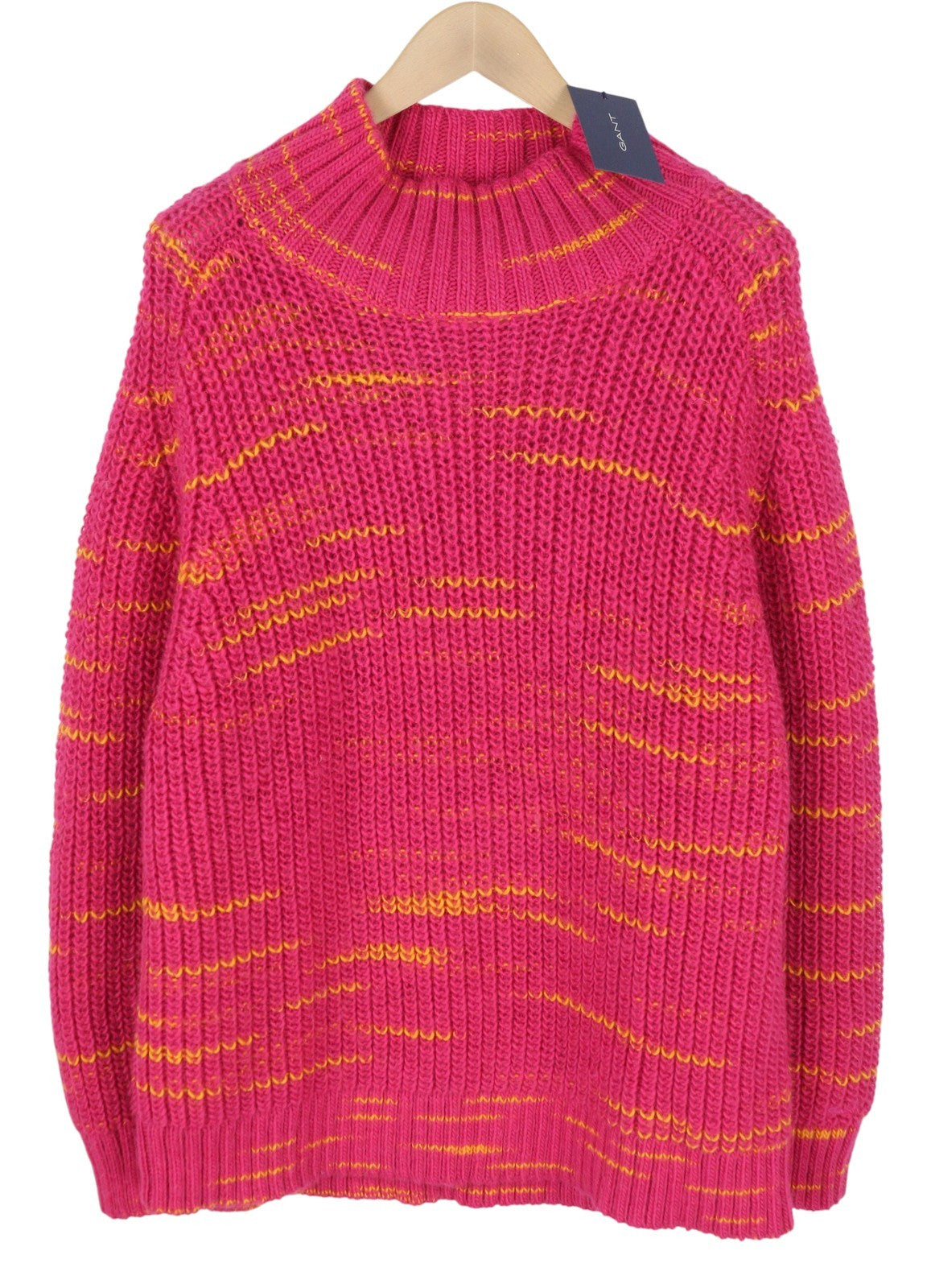 GANT Multicolor TurtleNneck Women Jumper XL Peacock Pink Wool Knit Pullover