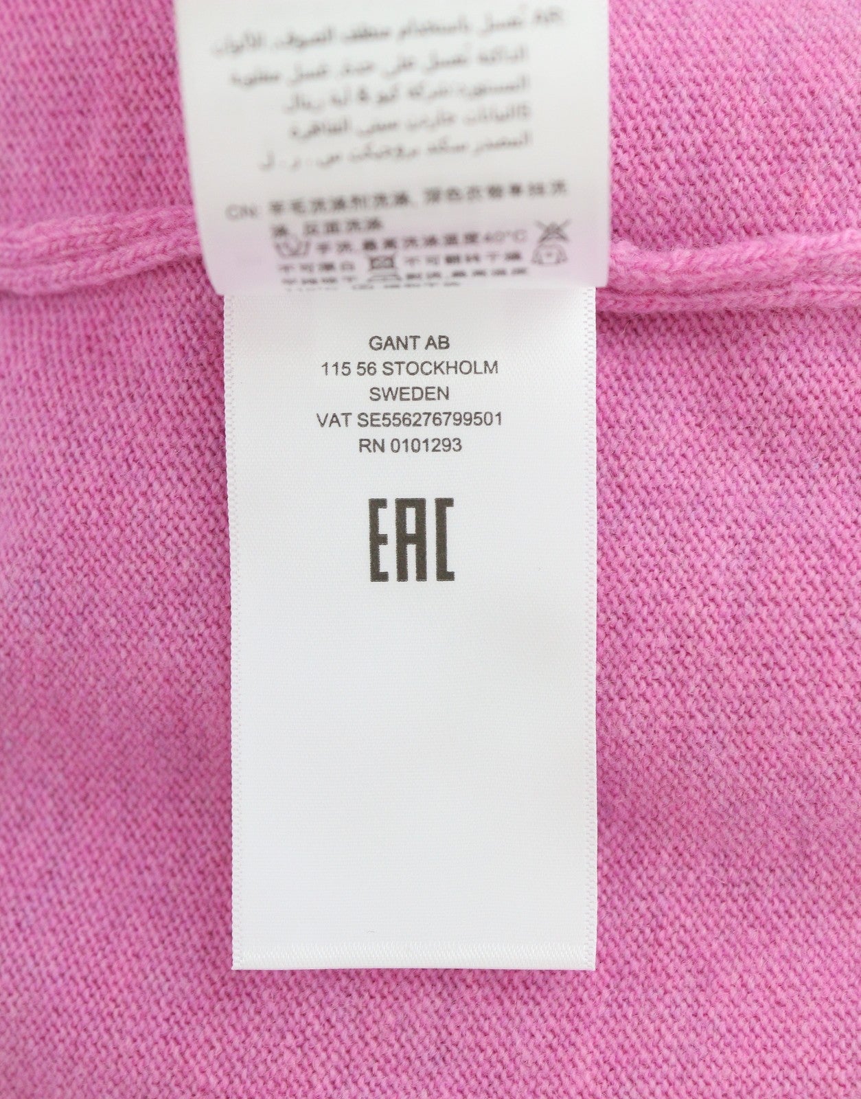 GANT Extrafine Lambswool V-Neck Women Jumper L Light Fuchsia Knit Pullover