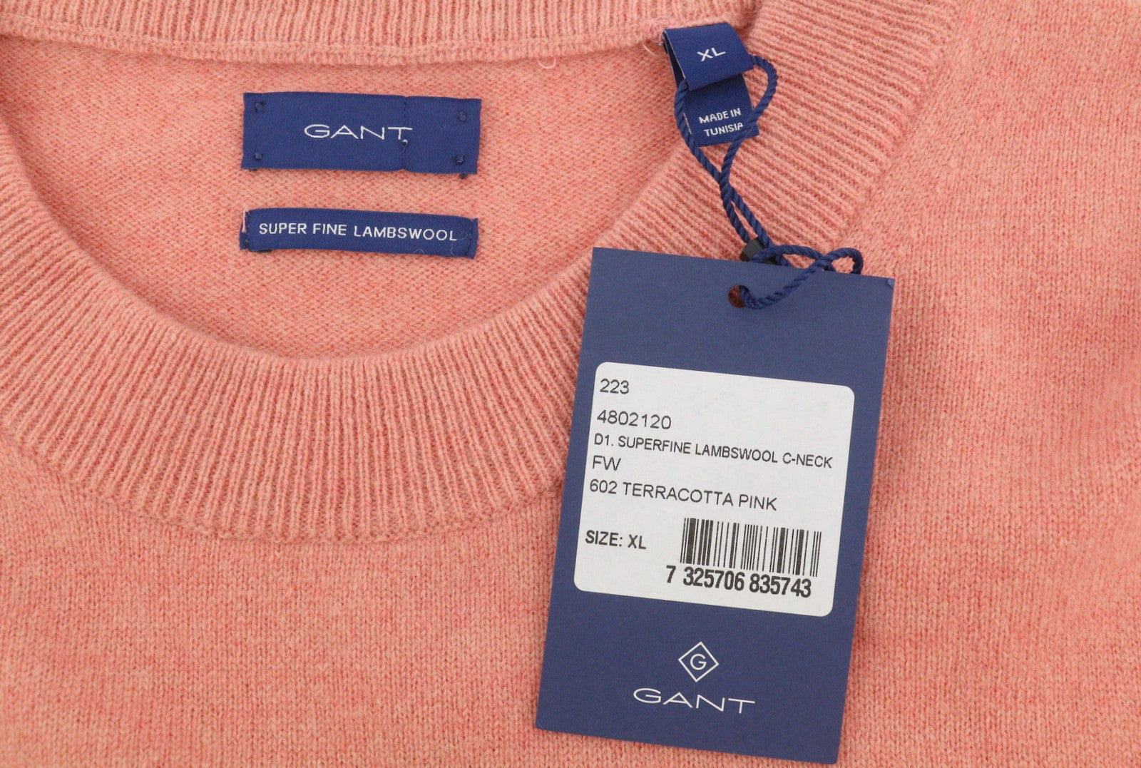 GANT Superfine Lambswool C-Neck Women Jumper XL Terracotta Pink Melange Pullover