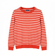 GANT Breton Stripe Crew Women Jumper XS Blood Orange Linen Blend Pullover