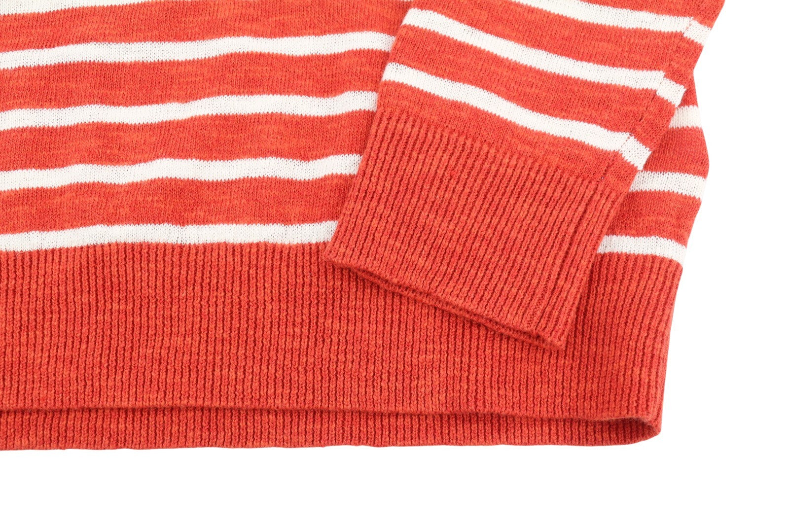 GANT Breton Stripe Crew Women Jumper XS Blood Orange Linen Blend Pullover