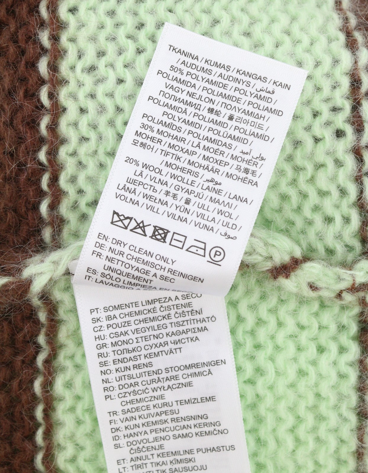 GANT Mohair Striped C-Neck Women Jumper XL Cocoa Bean Wool Blend Knit Pullover