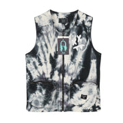 SIKSILK x Aoki Utility Men Waistcoat XS Tie Dye Black White Patch Pocket Vest
