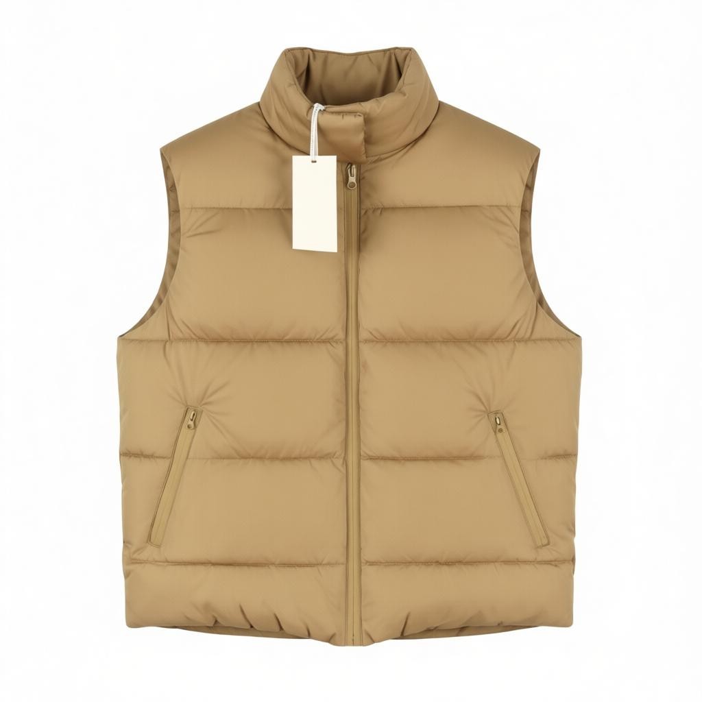 YAS Roberta Padded Women Waistcoat M Brown Quilted High Neck Full Zip Vest