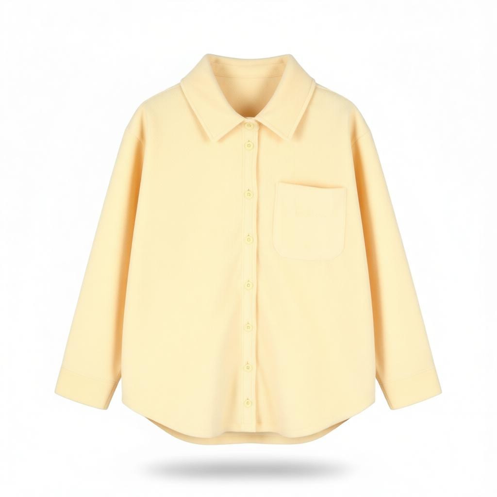 URBAN Iets Frans Women Jacket S Light Yellow Fleece Unlined Button-Up Overshirt
