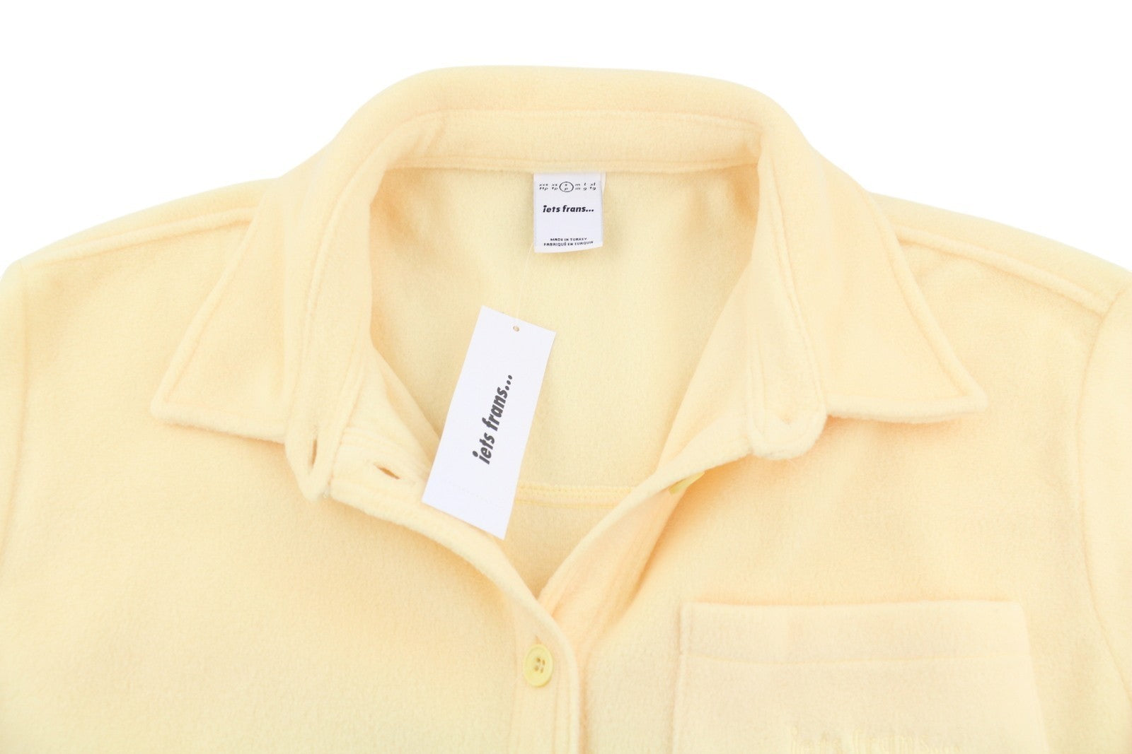 URBAN Iets Frans Women Jacket S Light Yellow Fleece Unlined Button-Up Overshirt