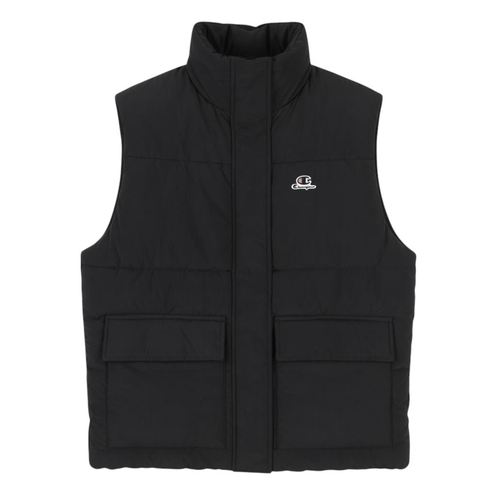 CHAMPION Women Waistcoat XS Black Tech Fill Padded Quilted High Neck Zipper
