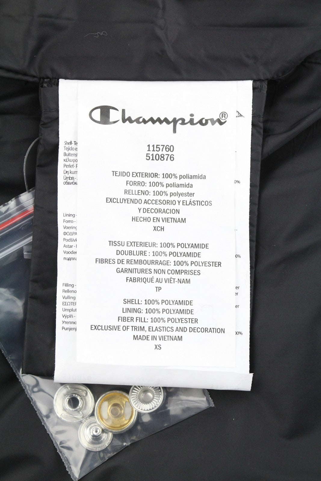 CHAMPION Women Waistcoat XS Black Tech Fill Padded Quilted High Neck Zipper