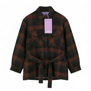 JJXX Jack&Jones Blanca Overshirt Women Coat S Black Snap Buttons Wool Belted