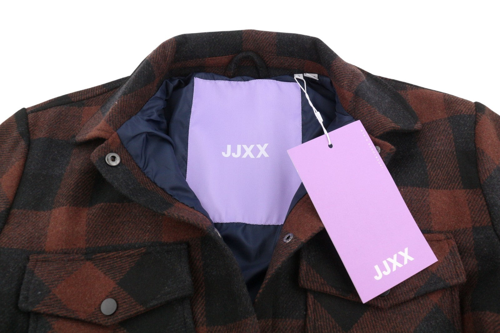 JJXX Jack&Jones Blanca Overshirt Women Coat S Black Snap Buttons Wool Belted