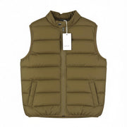 MUSTANG Dennis Light Padded Men Waistcoat M Brown Band Neck Quilted Zip Vest