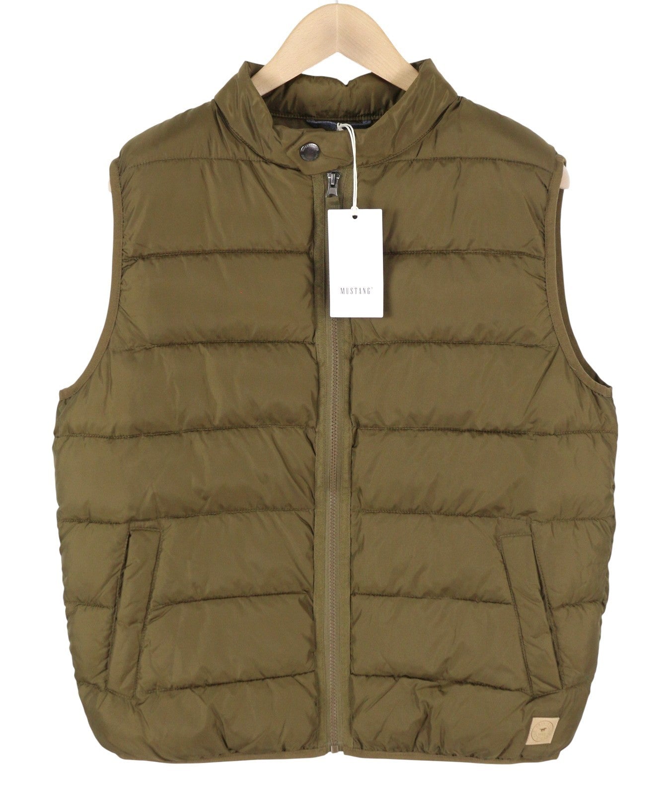 MUSTANG Dennis Light Padded Men Waistcoat M Brown Band Neck Quilted Zip Vest