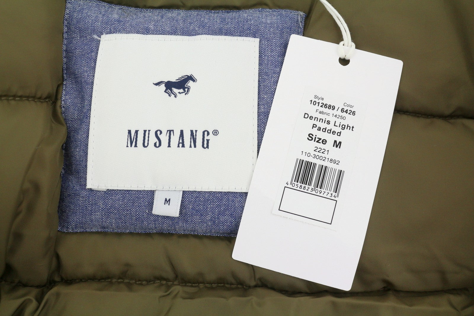 MUSTANG Dennis Light Padded Men Waistcoat M Brown Band Neck Quilted Zip Vest