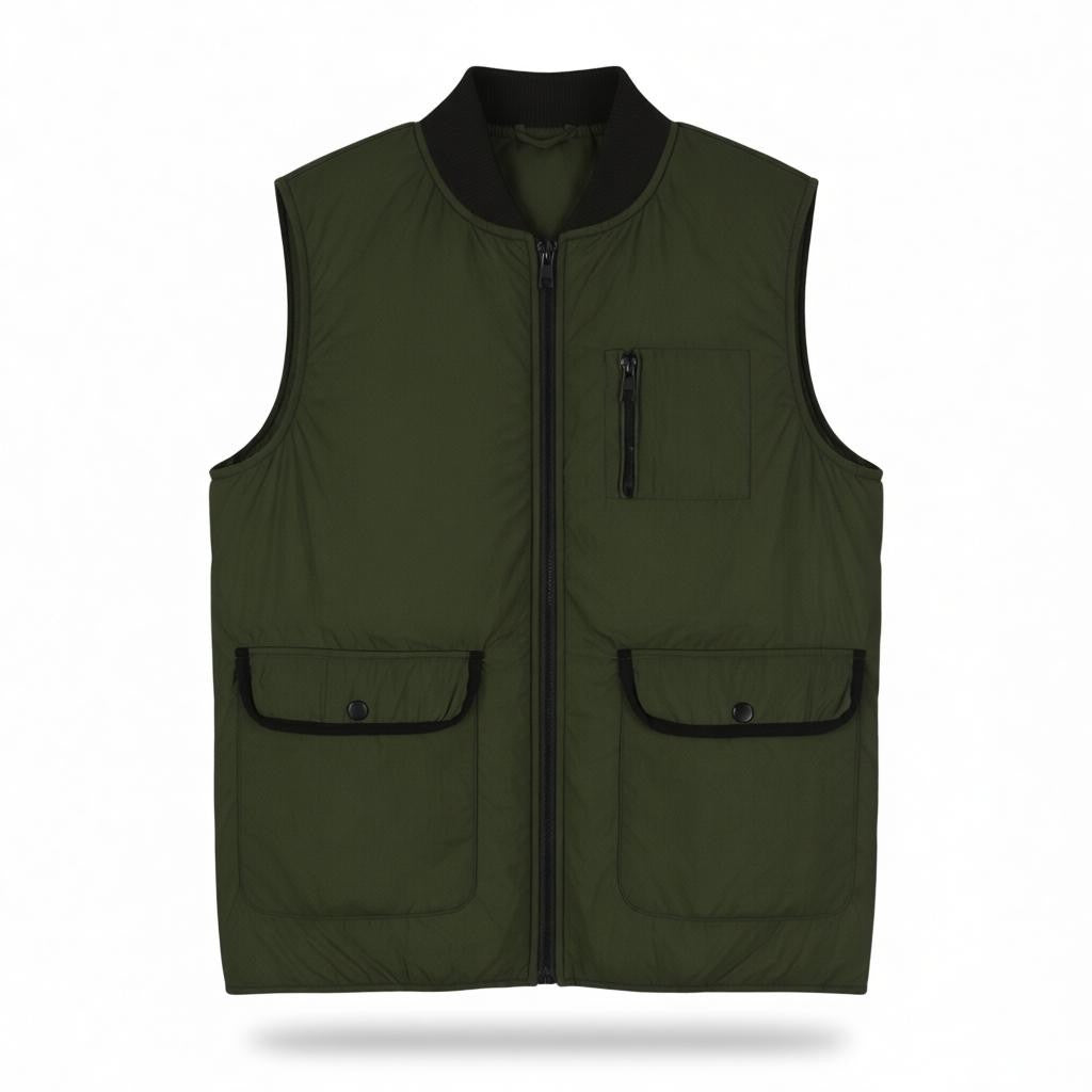 COST:BART CBTino Men Waistcoat XL Forest Night Green Padded Patch Pockets Vest