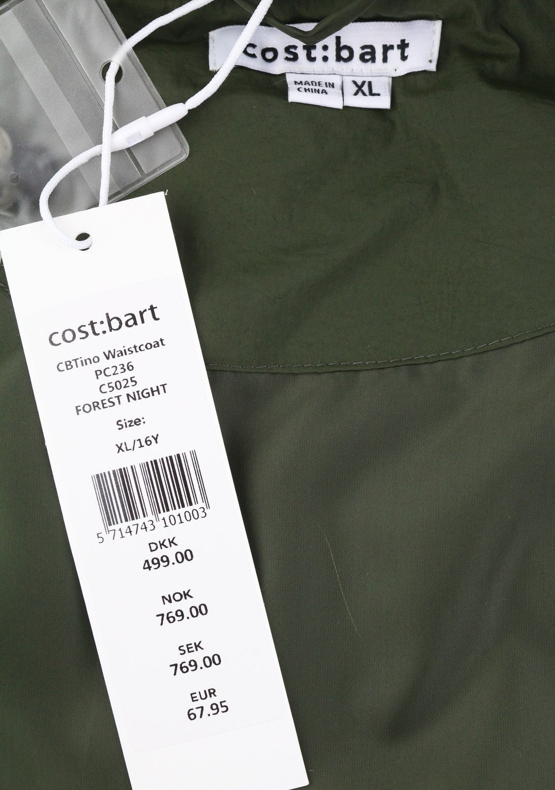 COST:BART CBTino Men Waistcoat XL Forest Night Green Padded Patch Pockets Vest