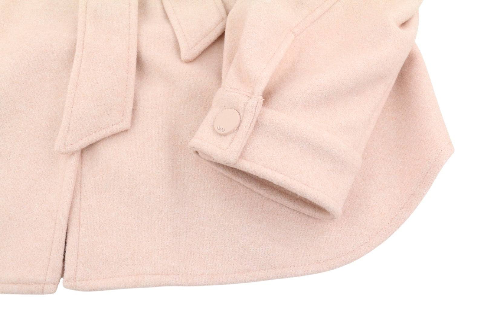 ONLY Dawn BF Shacket Women Coat M Light Pink Melange Snap Buttons Belted