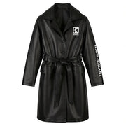 KARL KANI Retro Trench Coat Black Women Jacket M Button-Up Belted Mid-Length