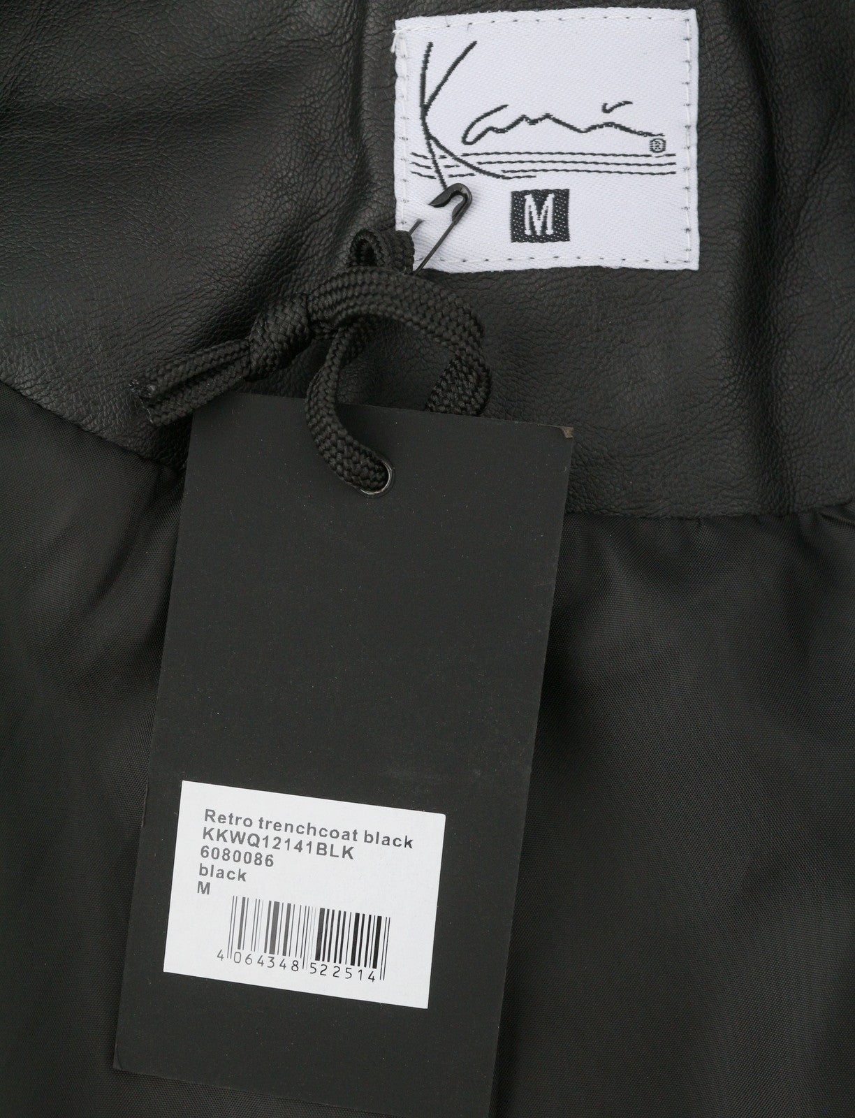 KARL KANI Retro Trench Coat Black Women Jacket M Button-Up Belted Mid-Length