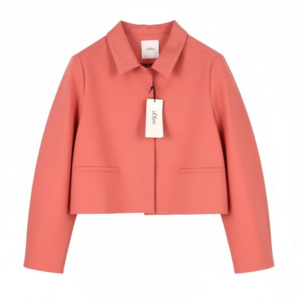 S.OLIVER Women Blazer EU42 Pink Hidden Button Spread Neck Unlined