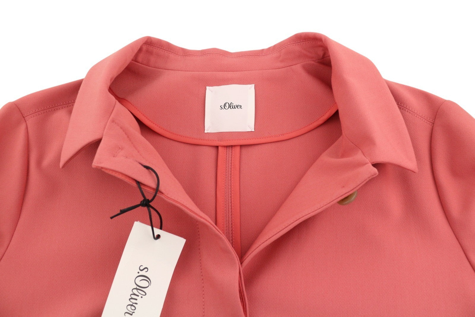 S.OLIVER Women Blazer EU42 Pink Hidden Button Spread Neck Unlined