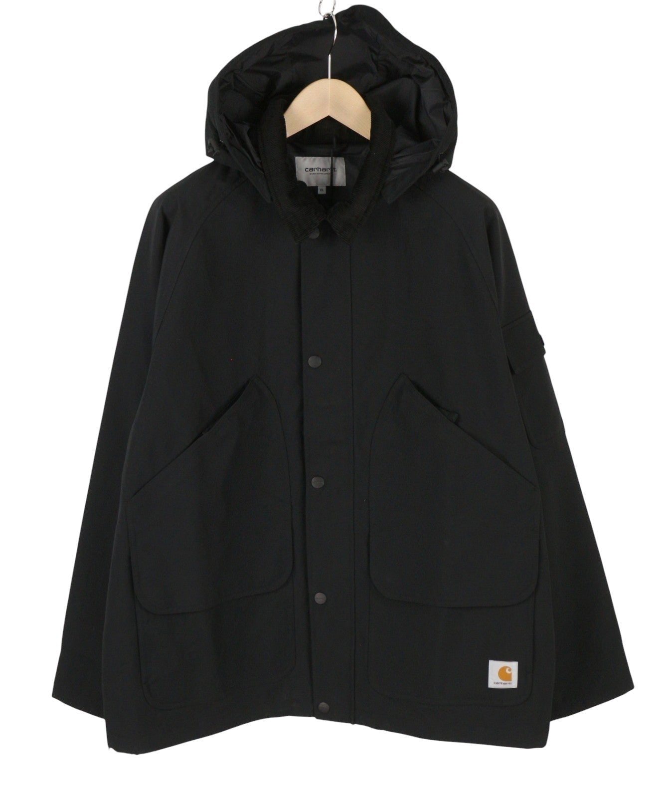 Carhartt Clarton Men Jacket XL Black Removable Hood Full Zip Lightweight RRP299