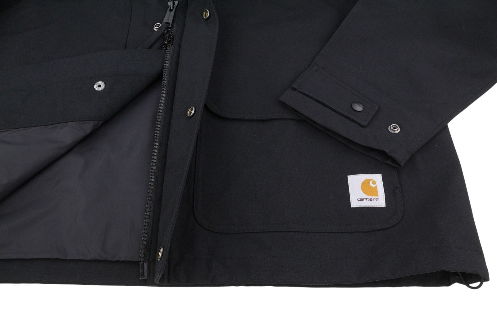 Carhartt Clarton Men Jacket XL Black Removable Hood Full Zip Lightweight RRP299