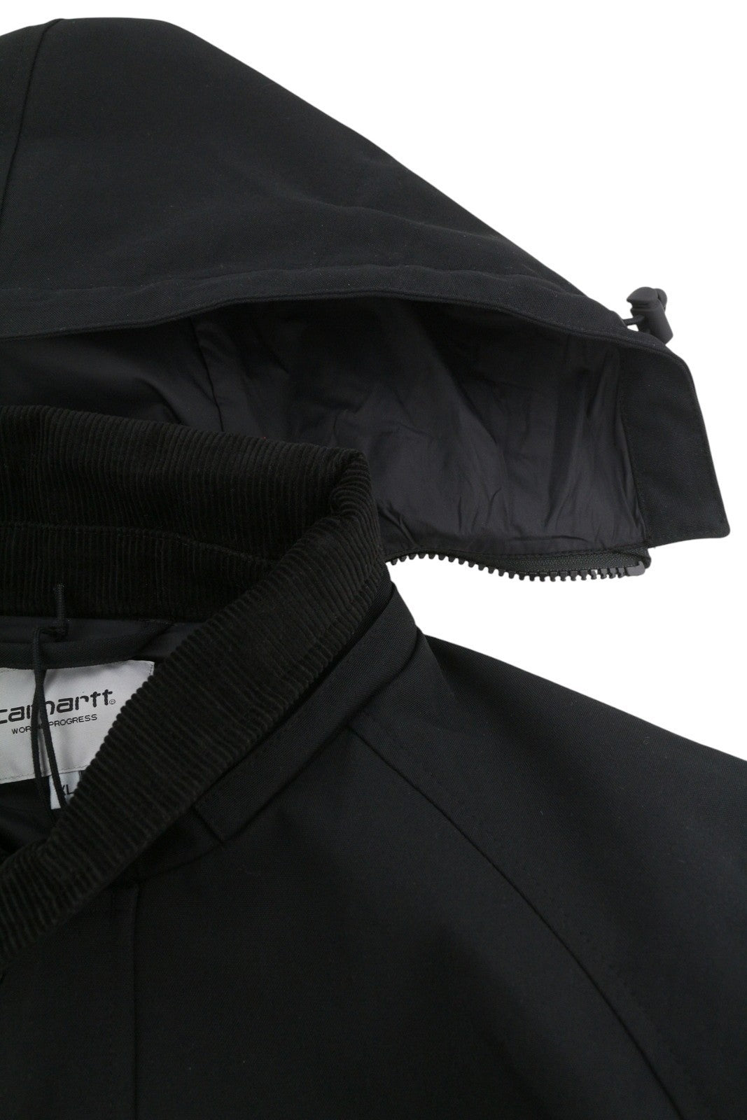 Carhartt Clarton Men Jacket XL Black Removable Hood Full Zip Lightweight RRP299