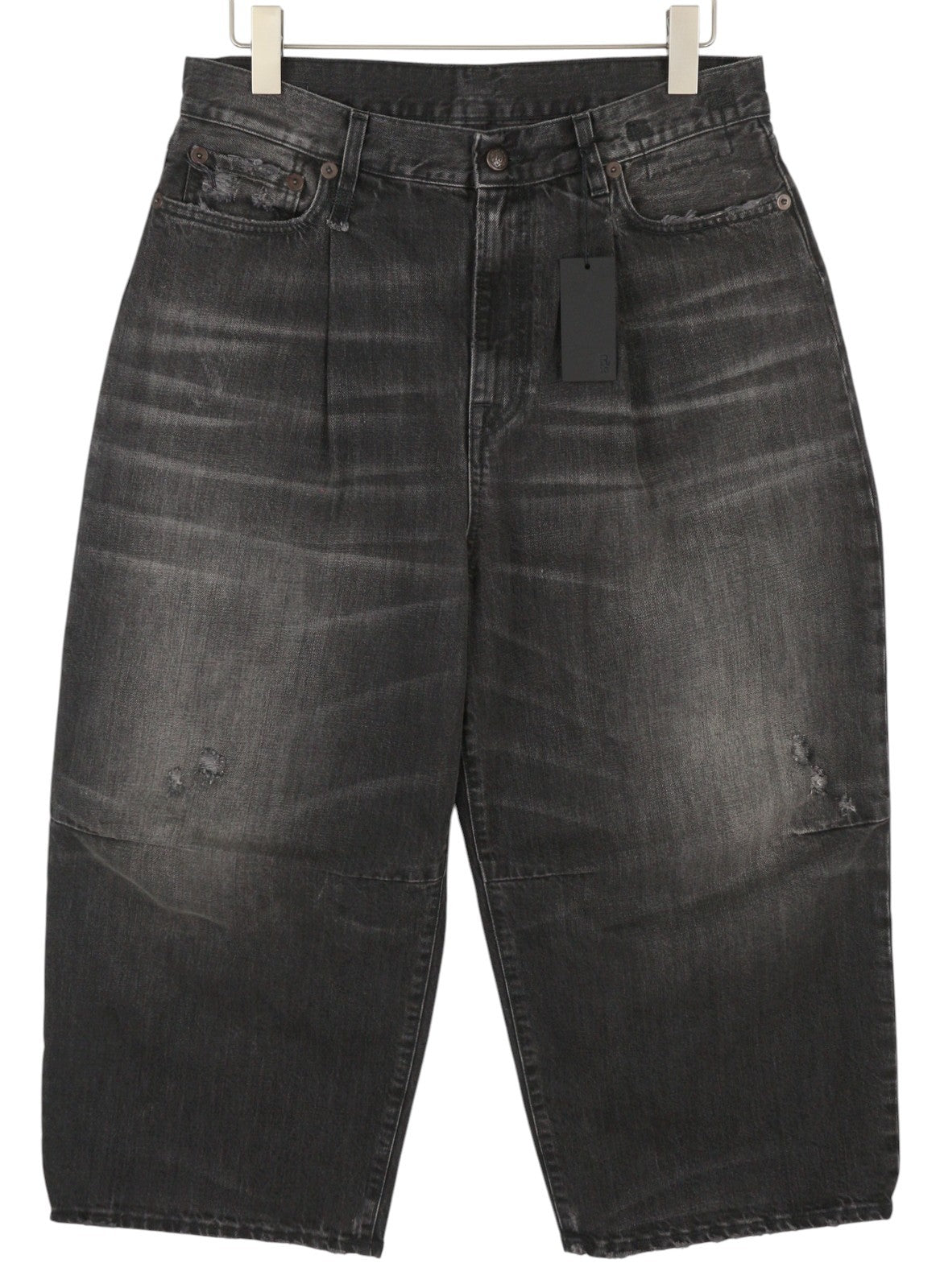 R13 trumpi plačių klešnių moteriški džinsai, 30 Wilson juodi, išblukę, su dilimu ant kulkšnies, PS25, RRP695 