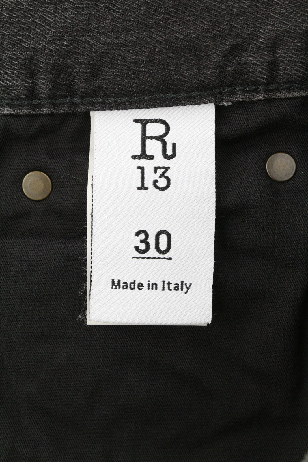 R13 trumpi plačių klešnių moteriški džinsai, 30 Wilson juodi, išblukę, su dilimu ant kulkšnies, PS25, RRP695 