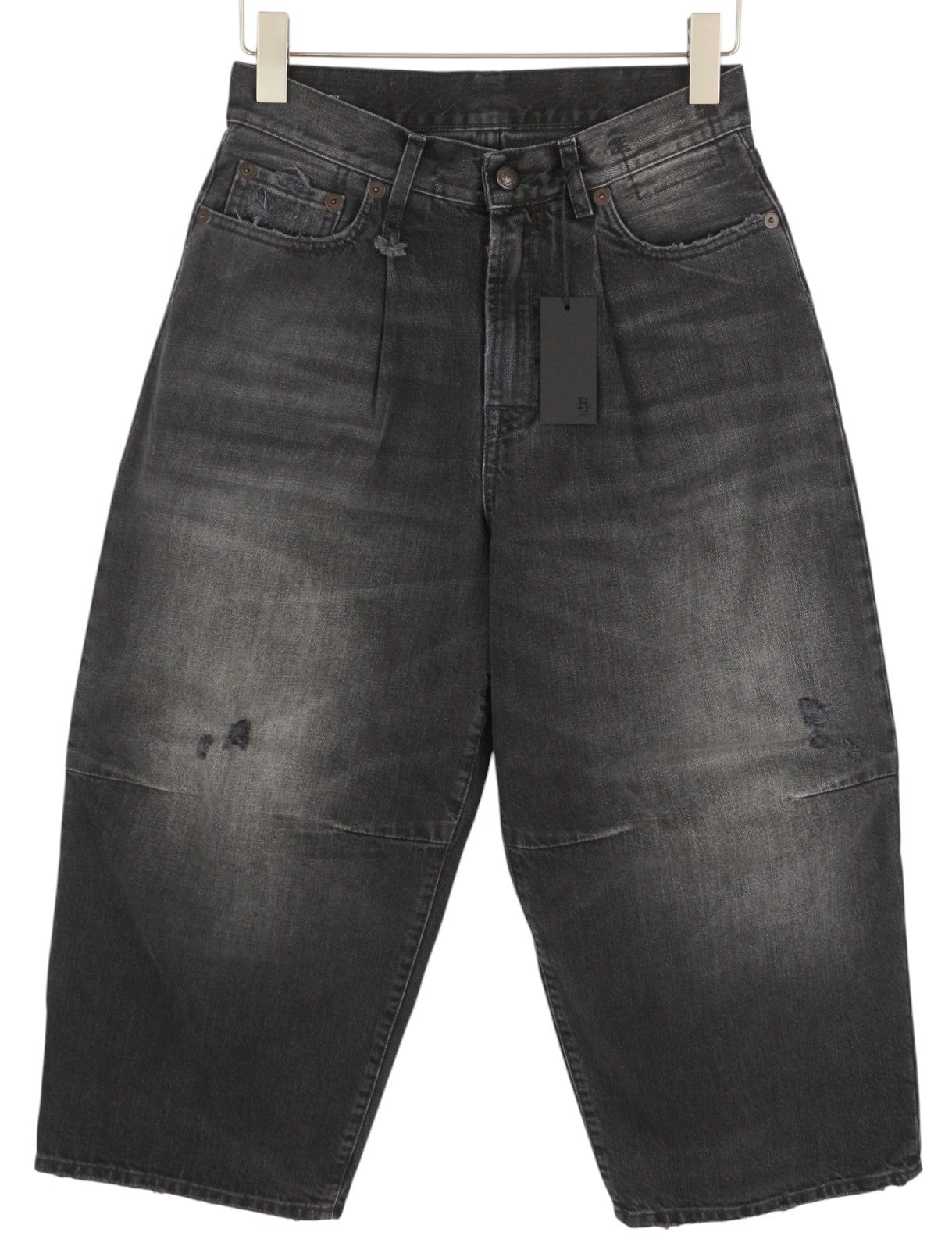 R13 trumpi plačių klešnių moteriški džinsai 25 Wilson juodi išblukę distress čiurnos plotis PF25 RRP695 