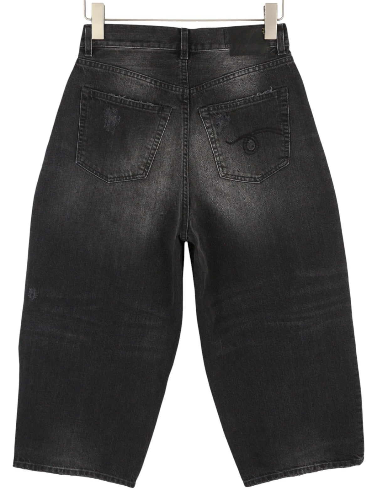 R13 trumpi plačių klešnių moteriški džinsai 25 Wilson juodi išblukę distress čiurnos plotis PF25 RRP695 