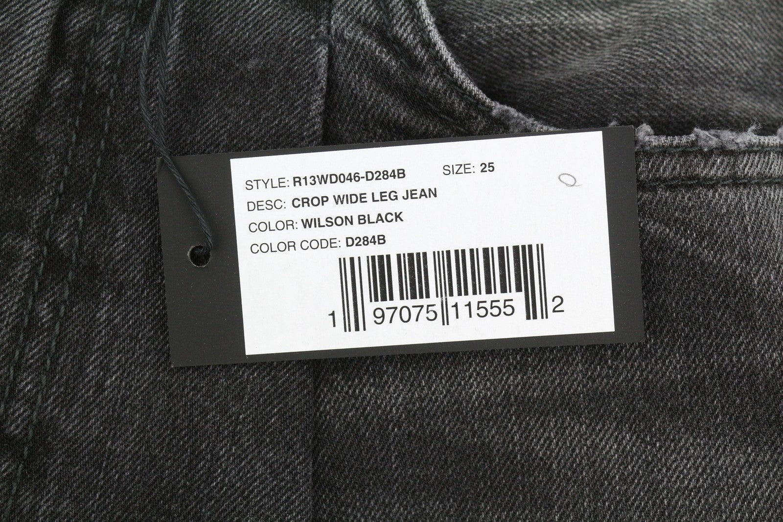 R13 trumpi plačių klešnių moteriški džinsai 25 Wilson juodi išblukę distress čiurnos plotis PF25 RRP695 