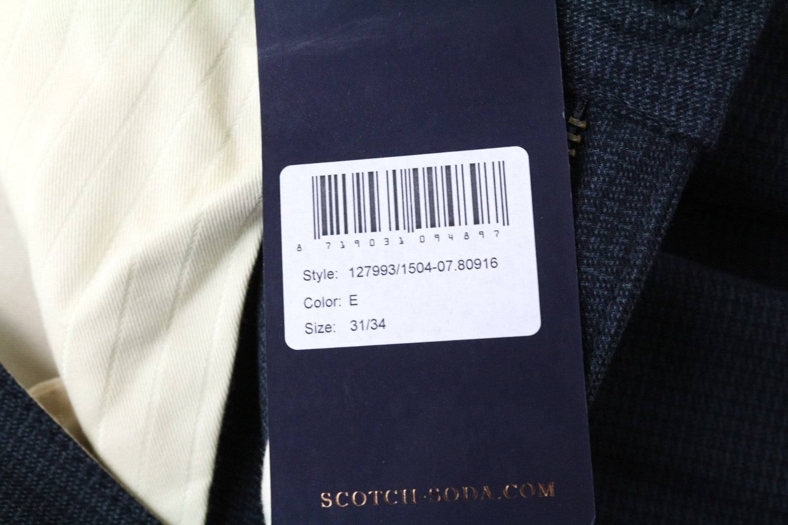 SCOTCH & SODA Stuart Men's Trousers W31/L34 Grey Melange Slim Fit Non-Stretch