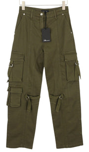 BLUMARINE J. Cargo moteriškos kelnės 40 juodos su užlopytomis kišenėmis laisvos, karinio stiliaus, RRP427 