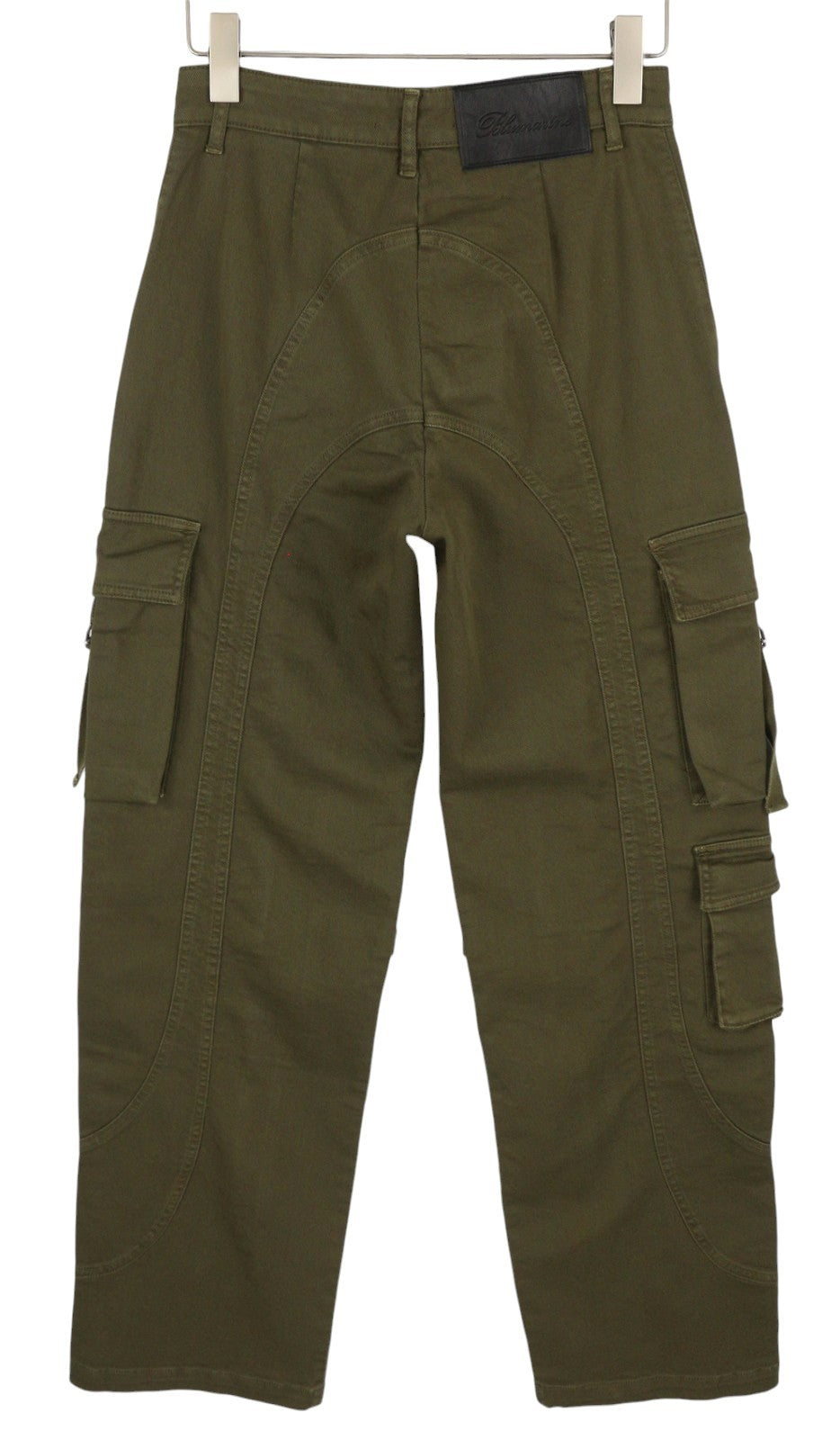 BLUMARINE J. Cargo moteriškos kelnės 40 juodos su užlopytomis kišenėmis laisvos, karinio stiliaus, RRP427 