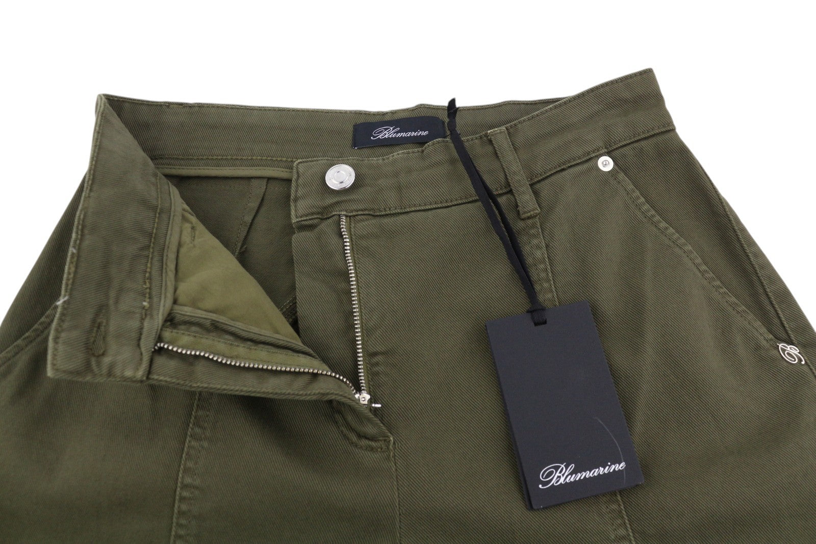 BLUMARINE J. Cargo moteriškos kelnės 40 juodos su užlopytomis kišenėmis laisvos, karinio stiliaus, RRP427 