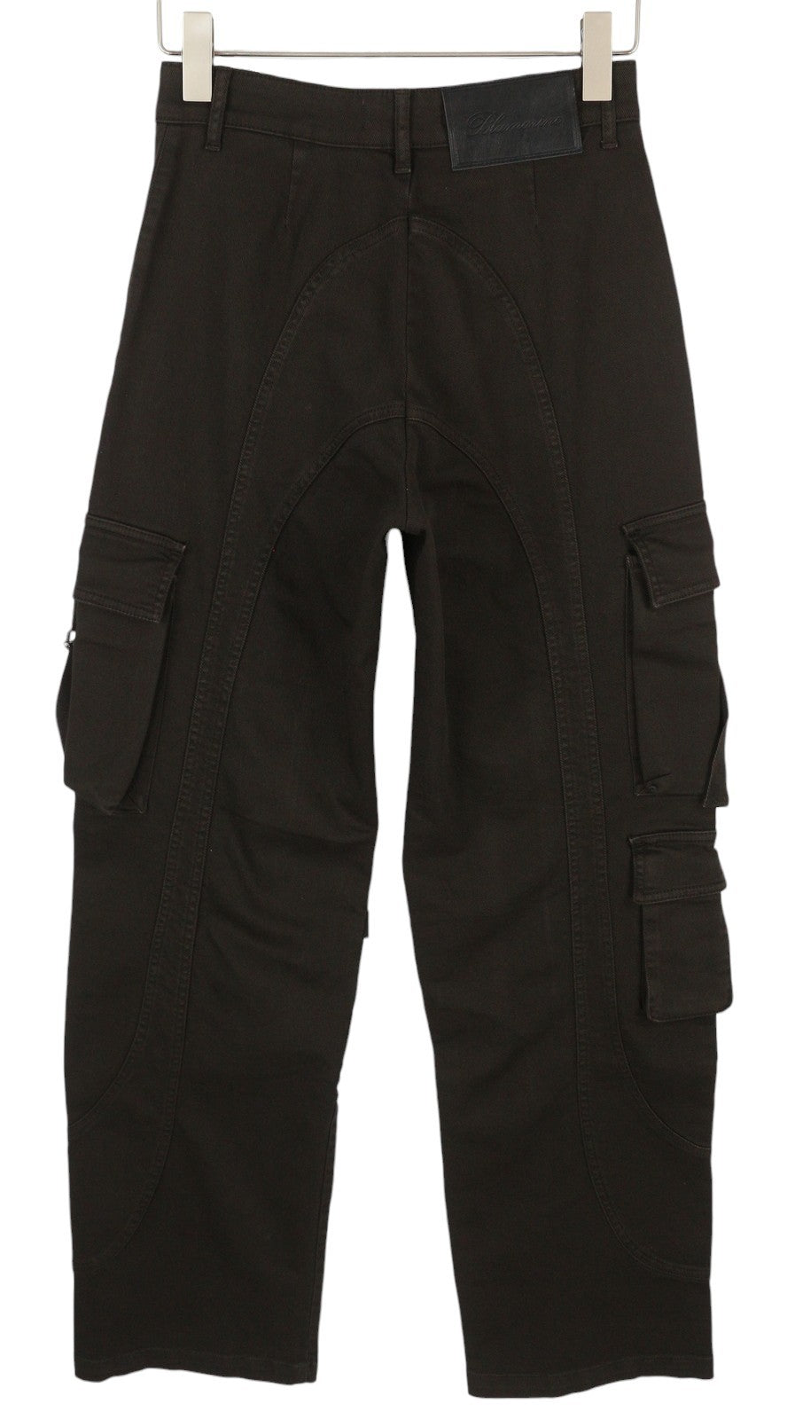 BLUMARINE J. Cargo moteriškos kelnės, 38 colių, juodos, su uždėtinėmis kišenėmis, laisvu užtrauktuku. RRP427. 