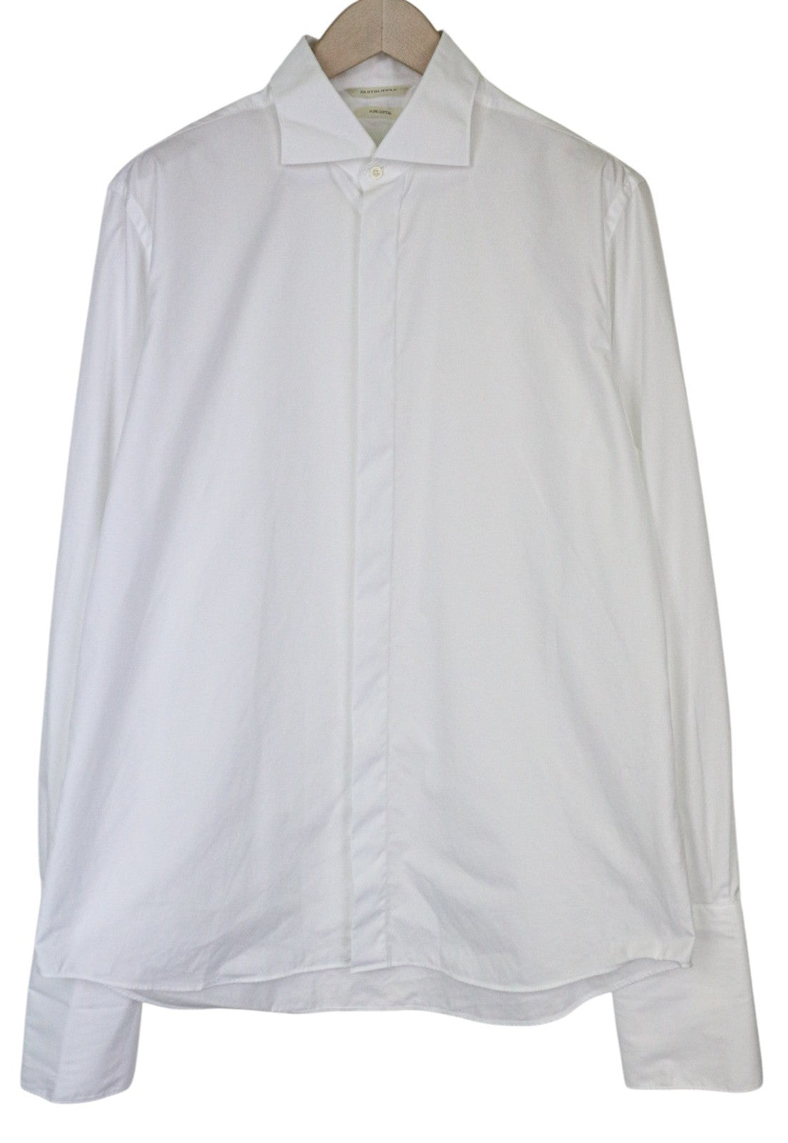 „SUITSUPPLY“ vyriški formalūs marškiniai, 43/17, ploni, balti medvilniniai marškiniai su iškirpte, užsegami sagomis 