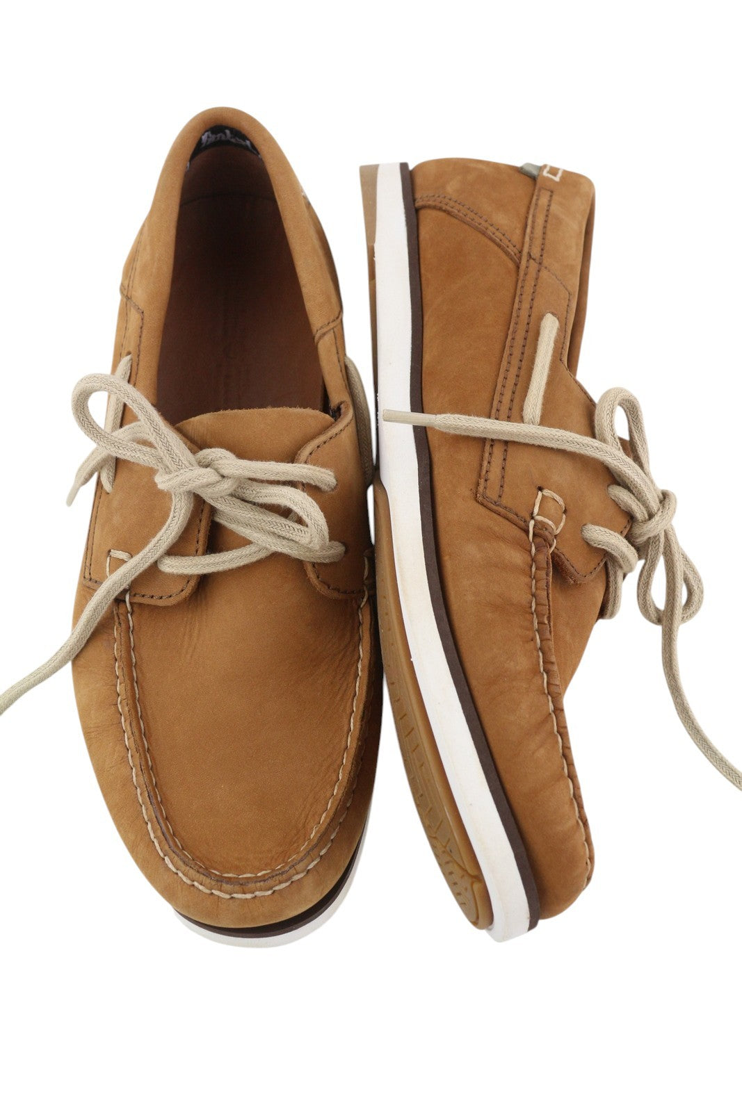 TIMBERLAND A4161 Men's Shoes EU41.5 Brown Leather Boat Slip On Cloud Cushion