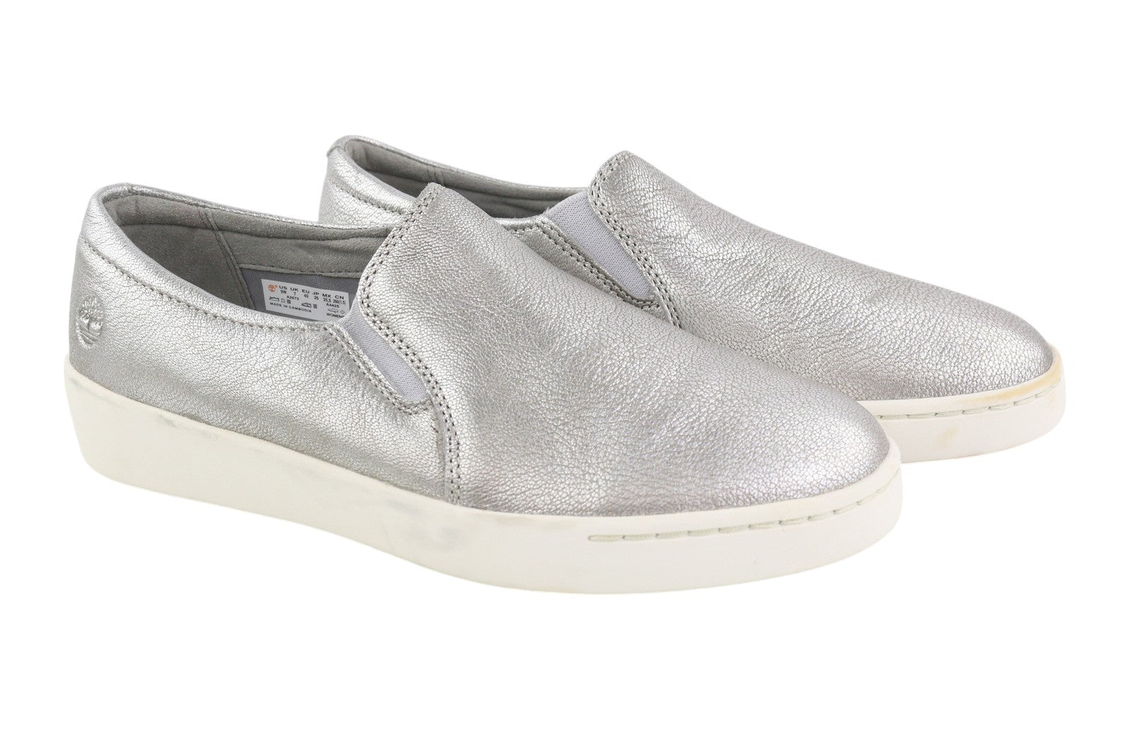 TIMBERLAND A2672 Women's Shoes EU40 Silver Shiny Leather Slip On Almond Toe