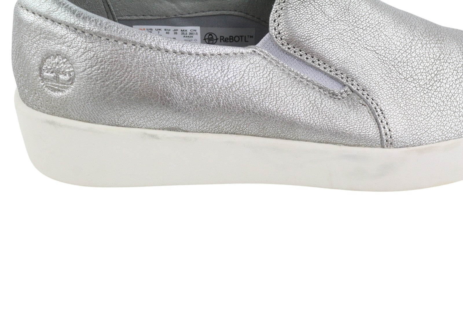 TIMBERLAND A2672 Women's Shoes EU40 Silver Shiny Leather Slip On Almond Toe