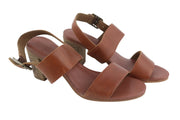TIMBERLAND A1B7X Women's Sandals EU36/34 Brown Leather Heeled Buckle Logo