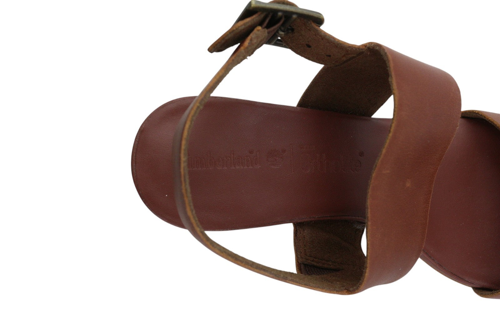 TIMBERLAND A1B7X Women's Sandals EU36/34 Brown Leather Heeled Buckle Logo