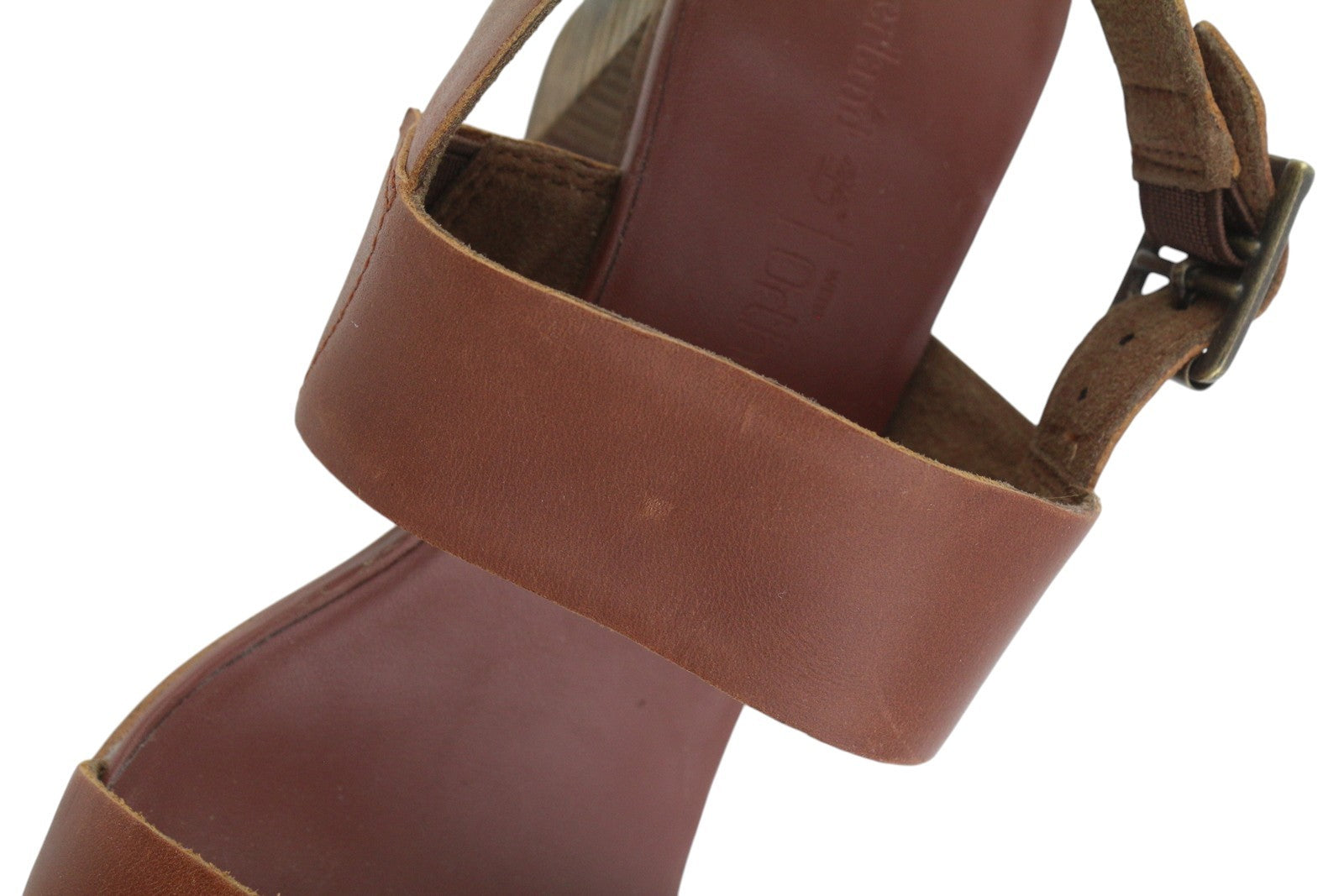 TIMBERLAND A1B7X Women's Sandals EU36/34 Brown Leather Heeled Buckle Logo