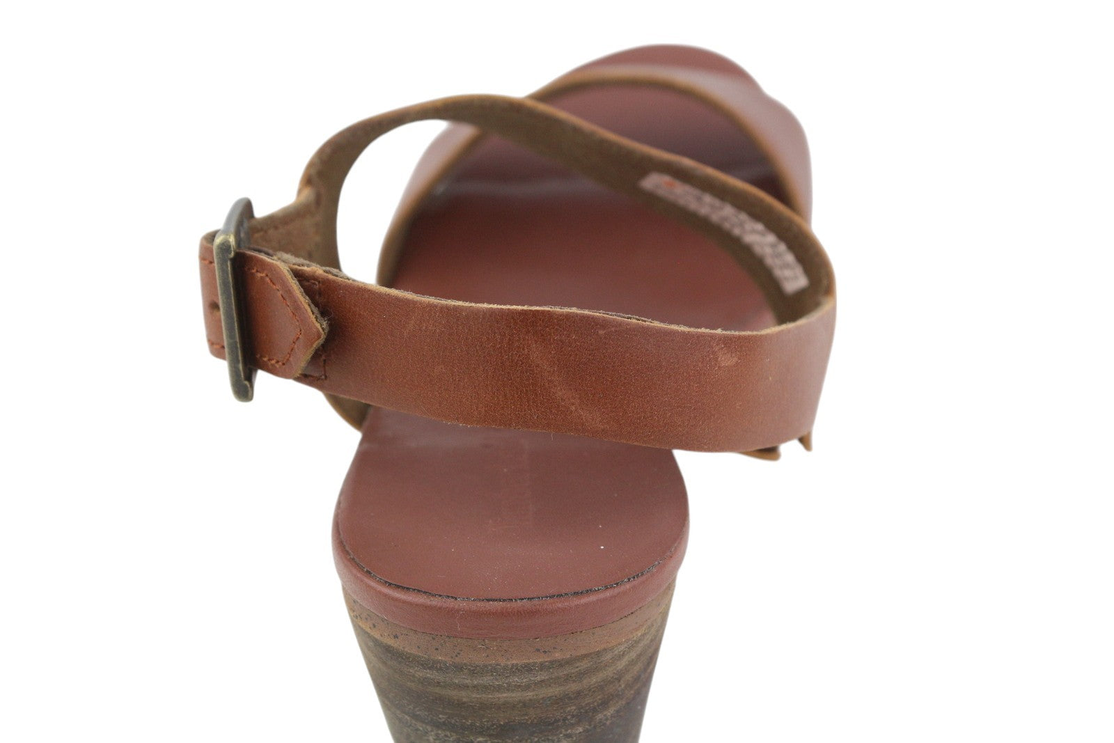 TIMBERLAND A1B7X Women's Sandals EU36/34 Brown Leather Heeled Buckle Logo