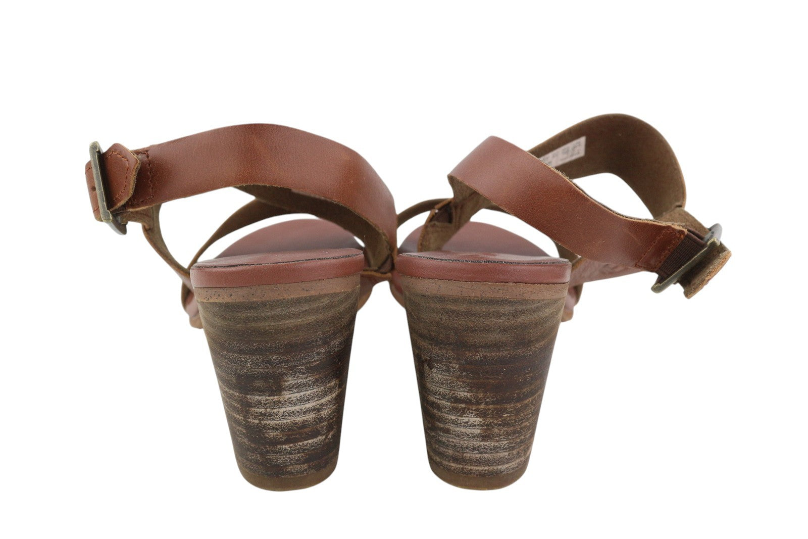 TIMBERLAND A1B7X Women's Sandals EU36/34 Brown Leather Heeled Buckle Logo