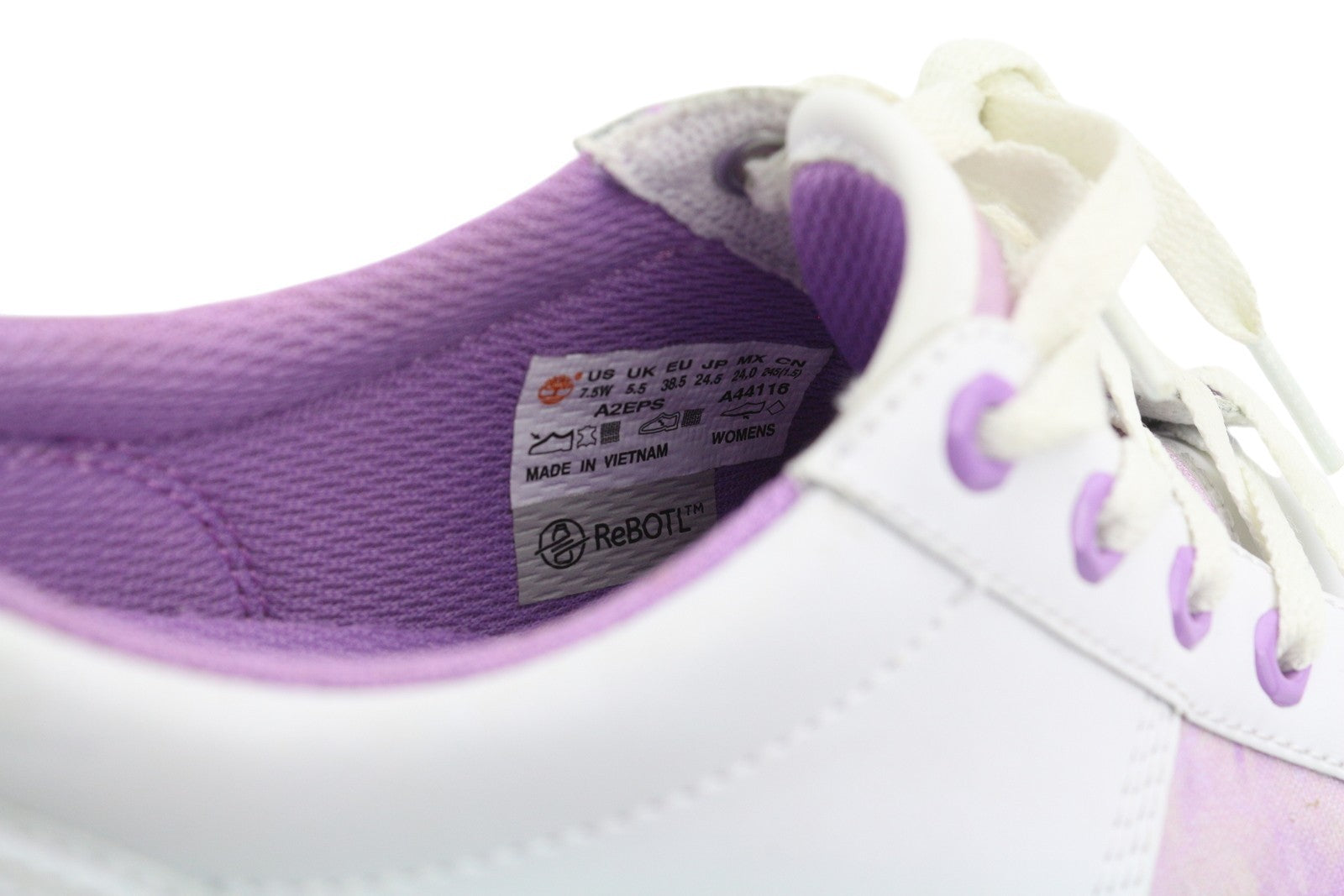 TIMBERLAND A2EPS Women's Sneakers EU38.5/39 White Purple Leather Lace Low